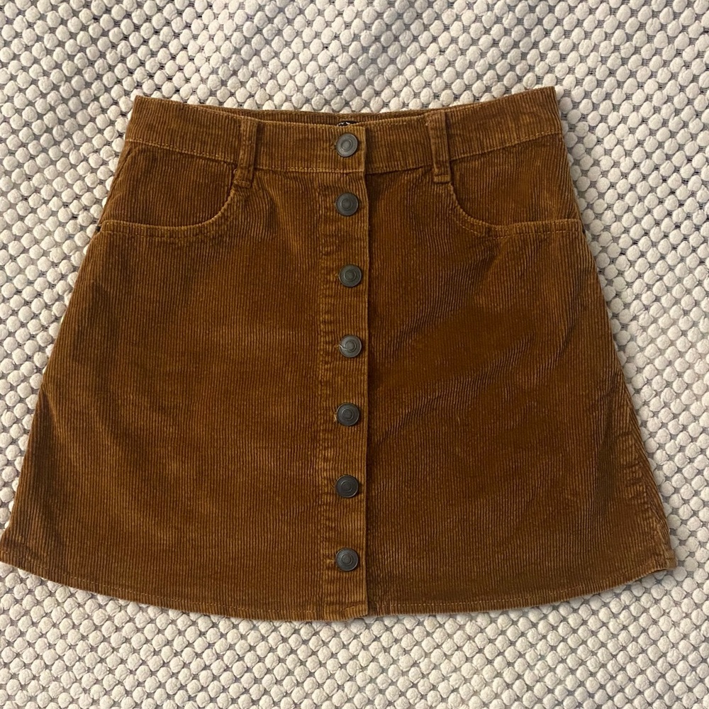 Brandy Melville Tan Corduroy A-Line Skirt